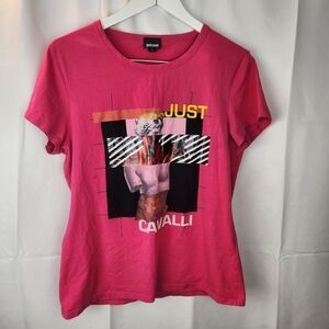 Just Cavalli pink graphics tshirt XL in VGUC